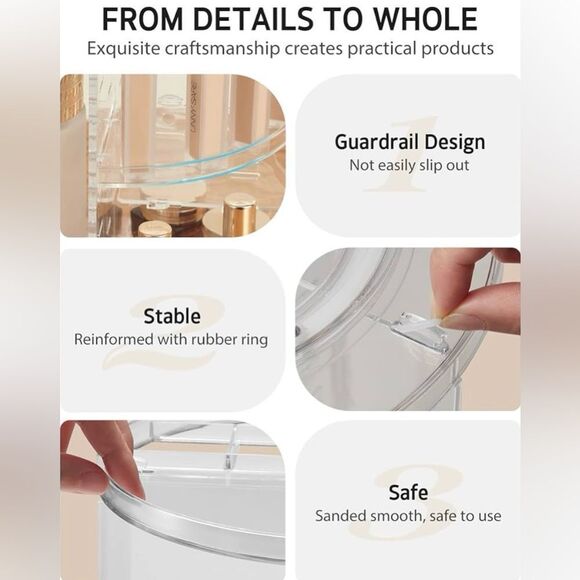 Rotating Adjustable Makeup Organizer Large Capacity - Picture 4 of 7